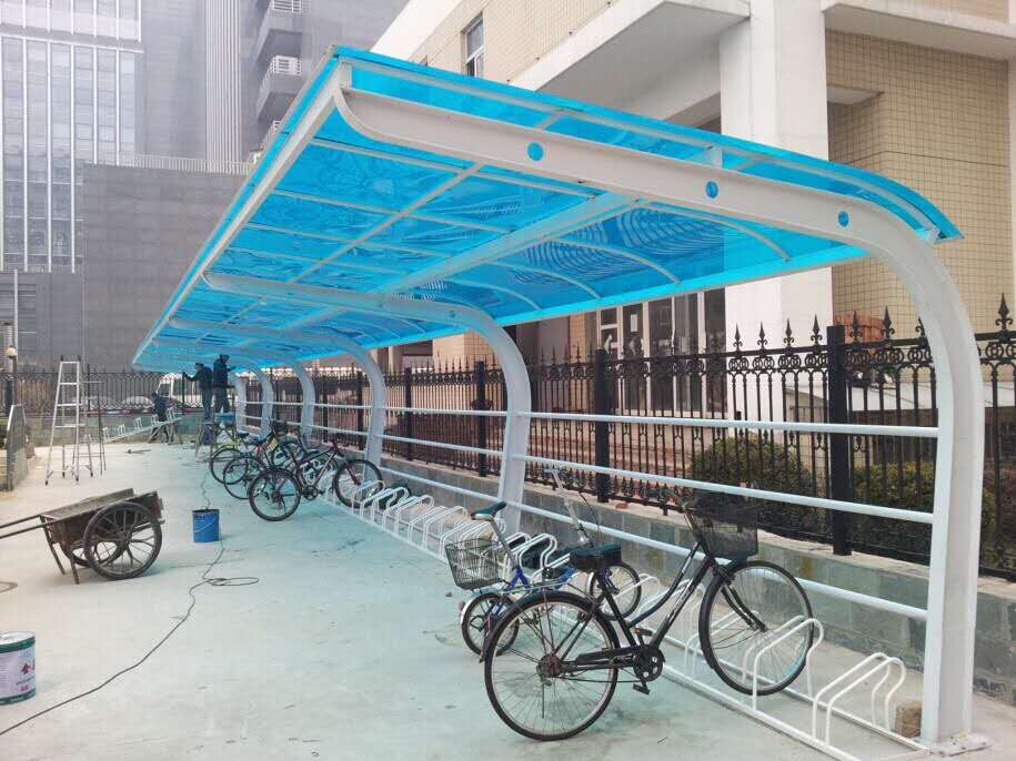 自行车棚案例,北京阳光棚厂家玻璃雨棚公司实例鉴赏